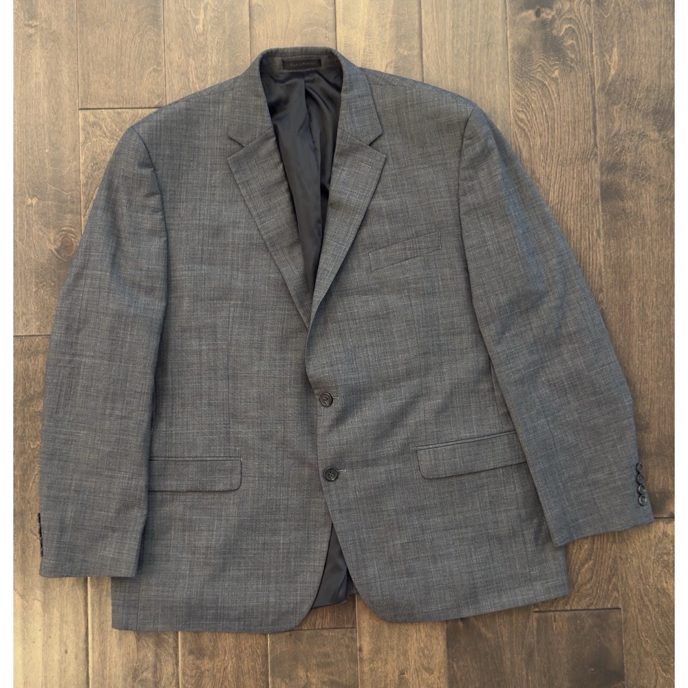 Chaps Blazer‎ Sports Coat Mens Size 46R Grey Wool Blend 2-Button Stretch